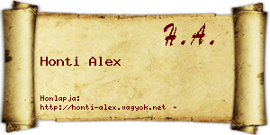Honti Alex névjegykártya